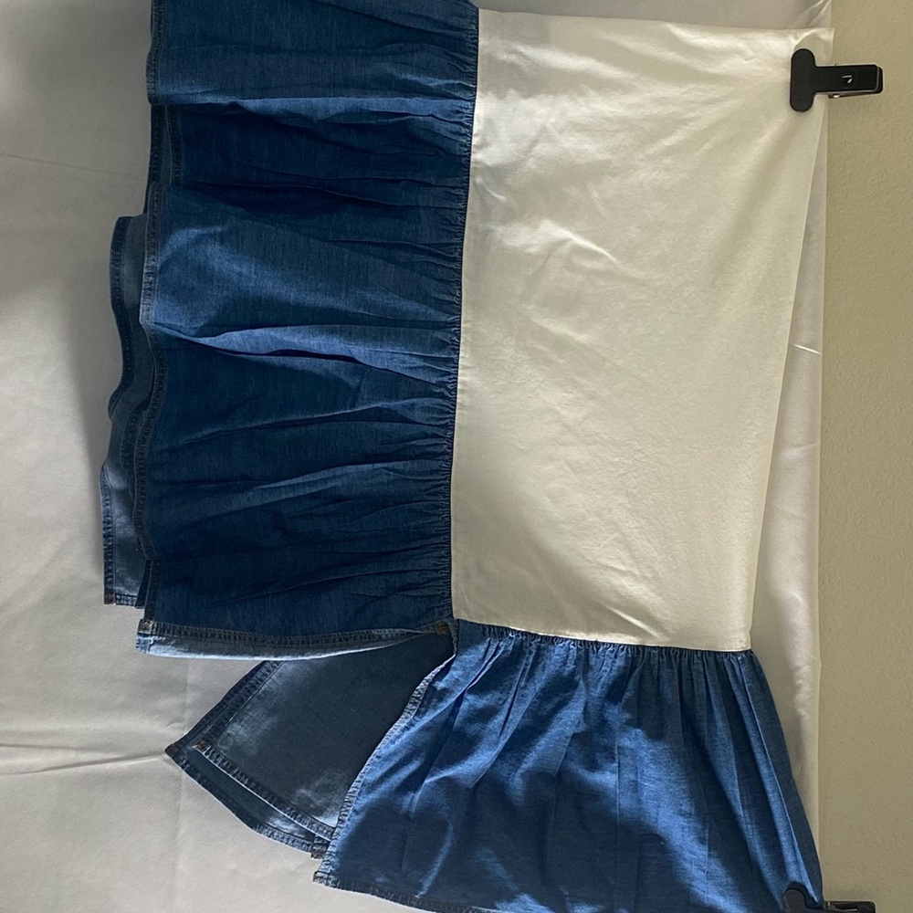 Guess Home Collection denim jean Ruffled crib skirt dust Ruffle